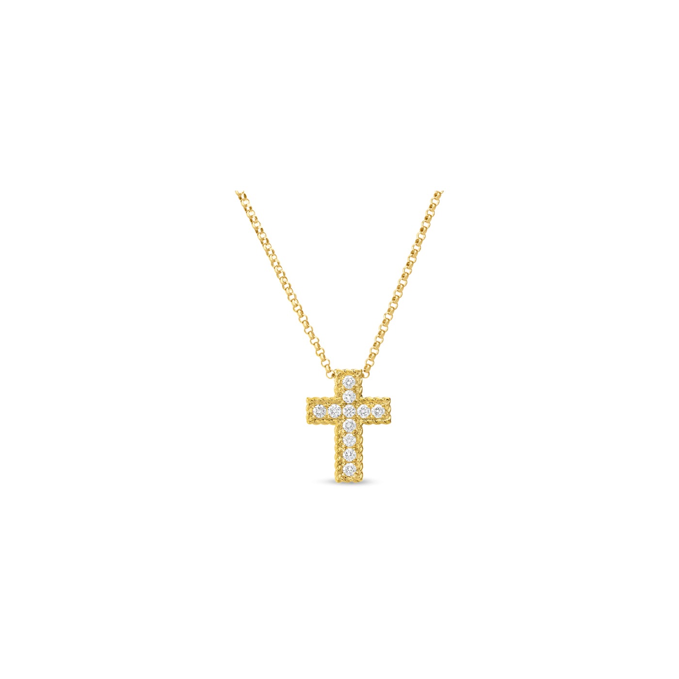 18Kt Yellow Gold Diamond Cross Necklace - House Of Diamonds