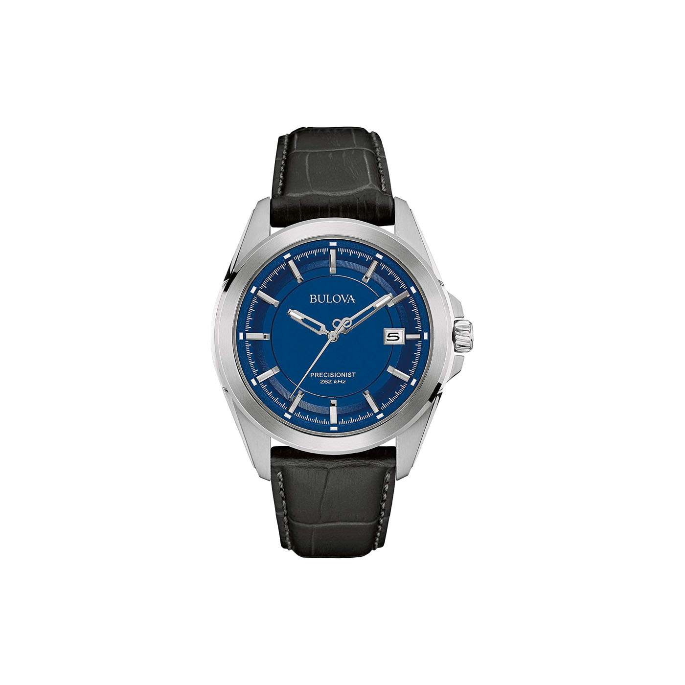 Precisionist Blue Dial Black Leather Men s Watch