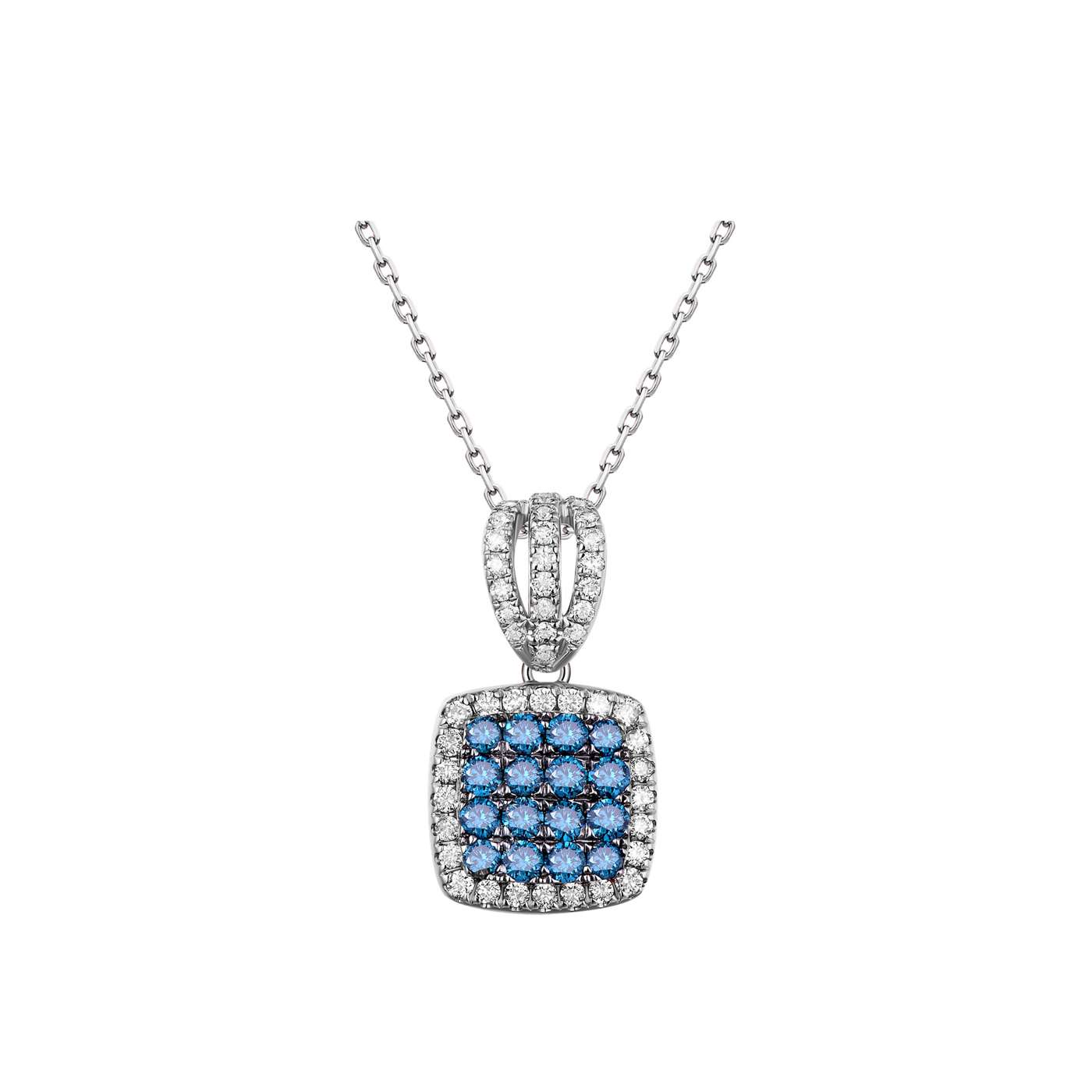 14Kt Flip White Gold Necklace with White and Blue Diamond - House Of ...