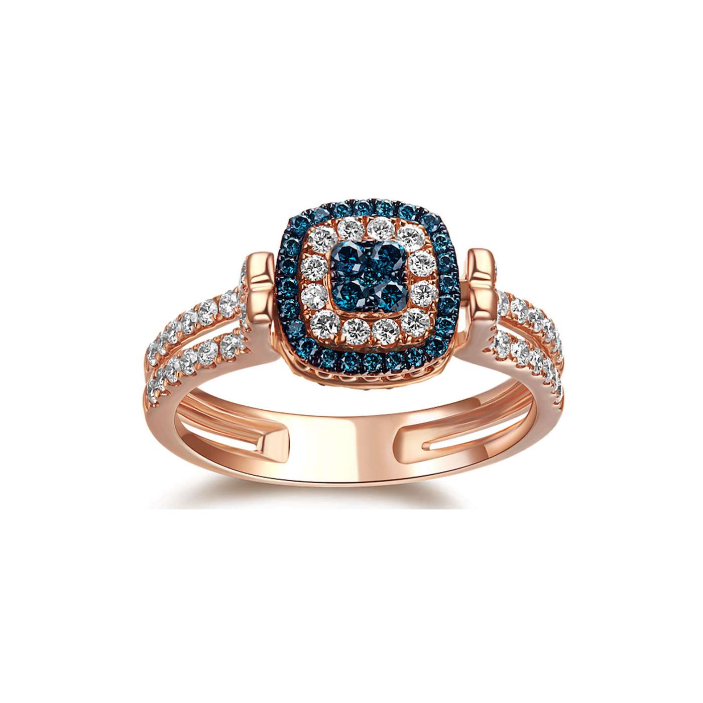 14Kt Flip Rose Gold Ring with Blue and White Diamond - House Of Diamonds