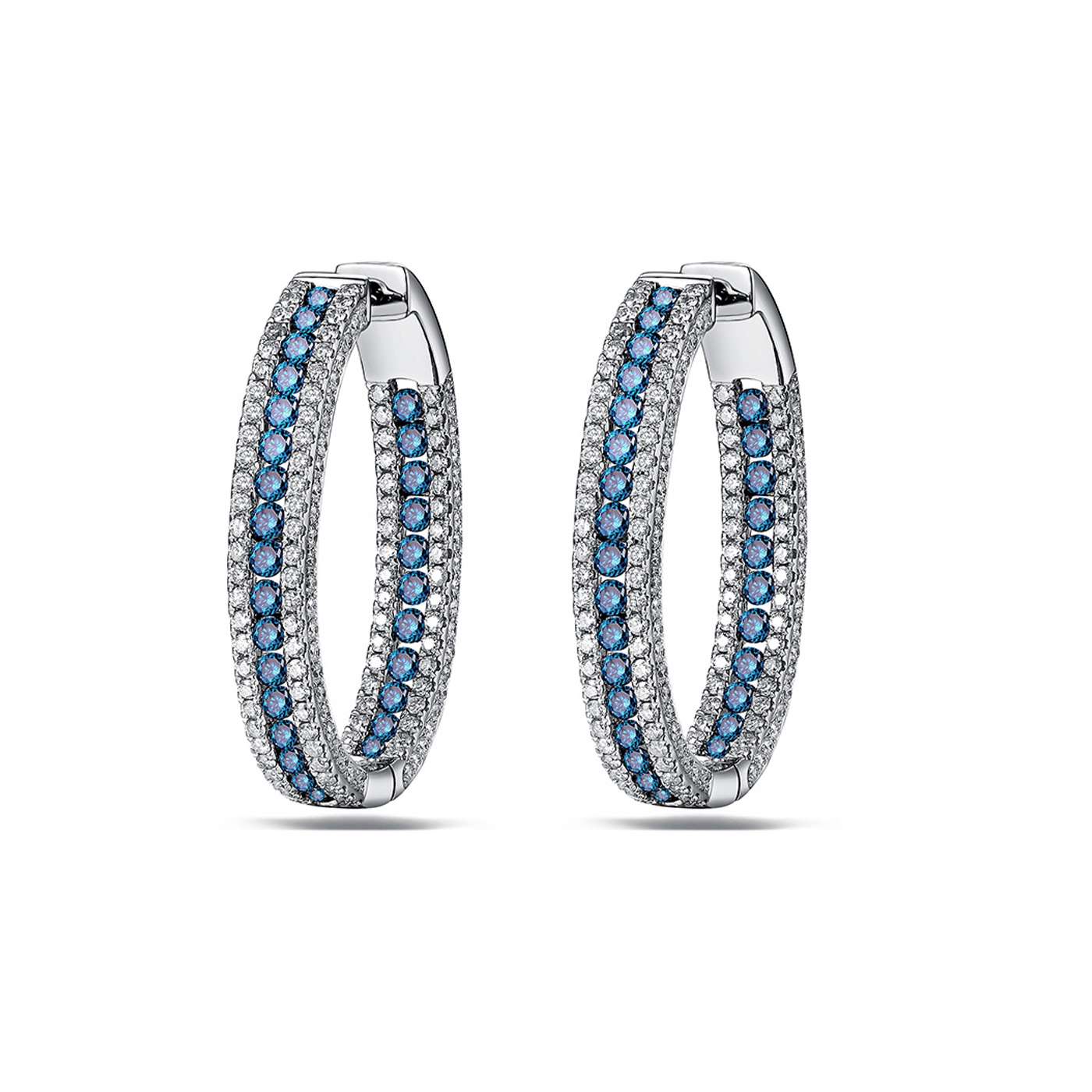 14Kt White Gold Diamond Hoops - House Of Diamonds