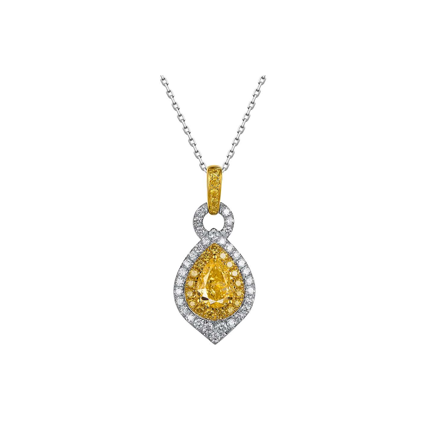 14Kt White Gold Yellow Diamond Necklace - House Of Diamonds