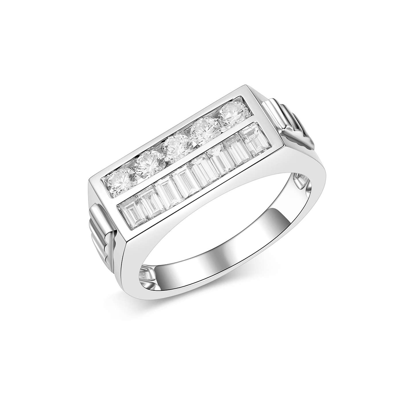 14Kt White Gold Mens Ring - House Of Diamonds