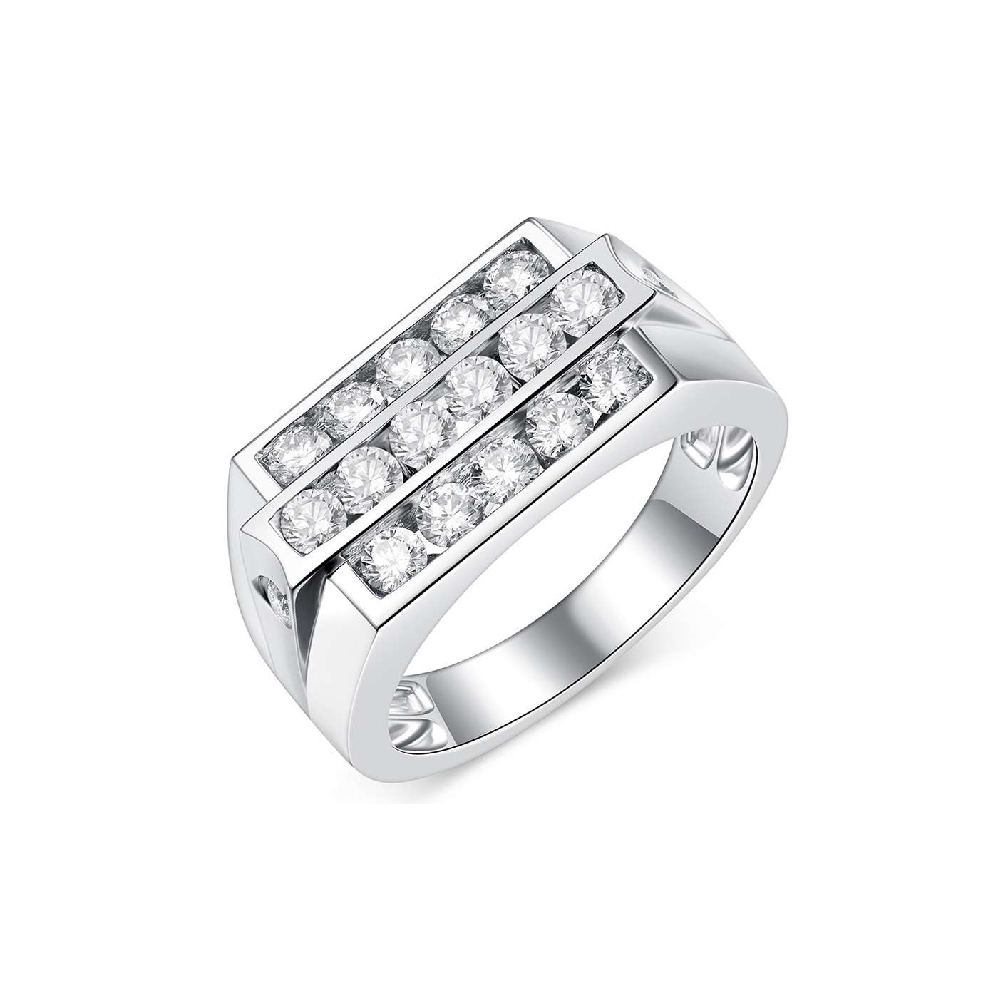 14Kt White Gold Mens Ring - House Of Diamonds